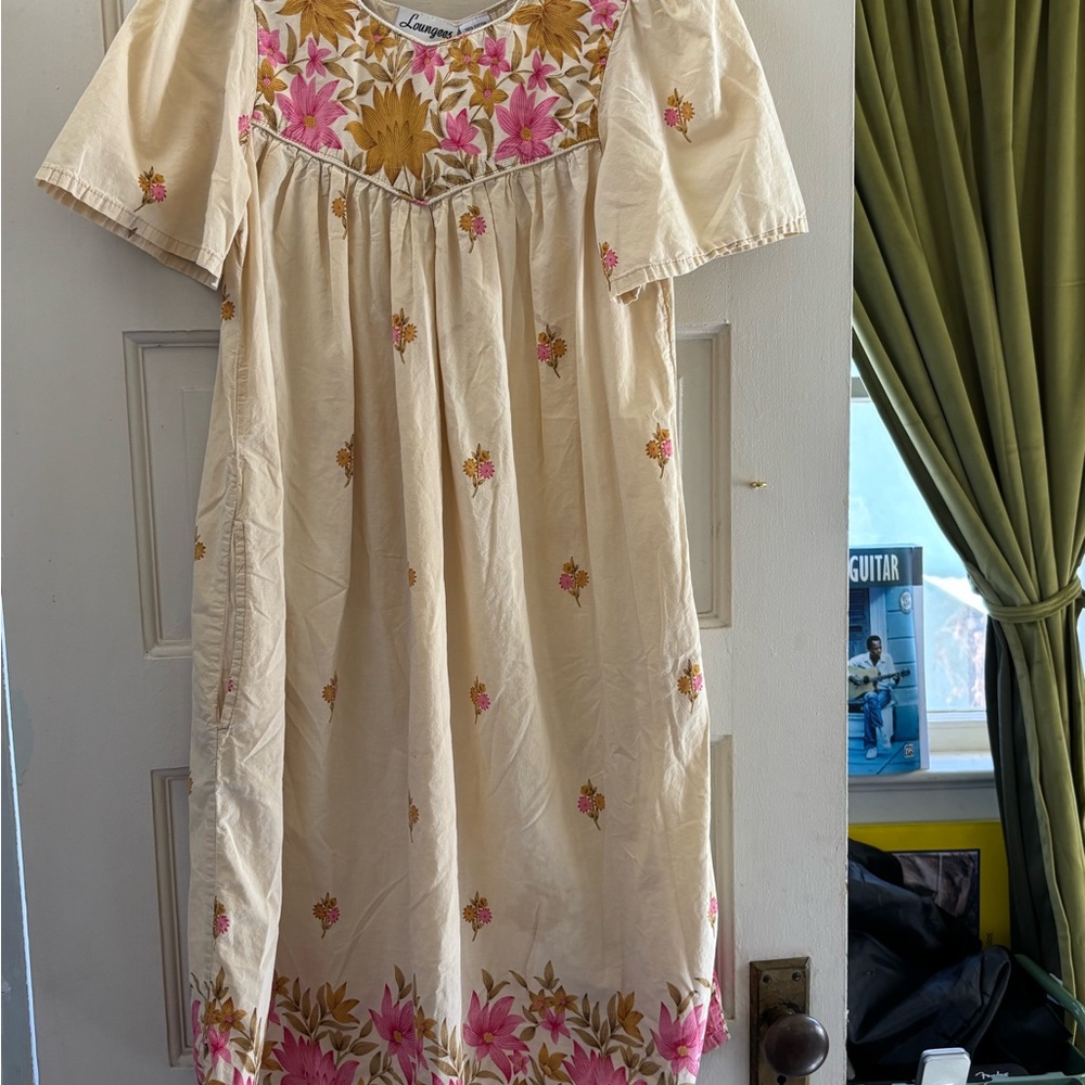 Vintage Loungees 100% soft cotton floral duster lounge dress  MuMu Sz Sm
